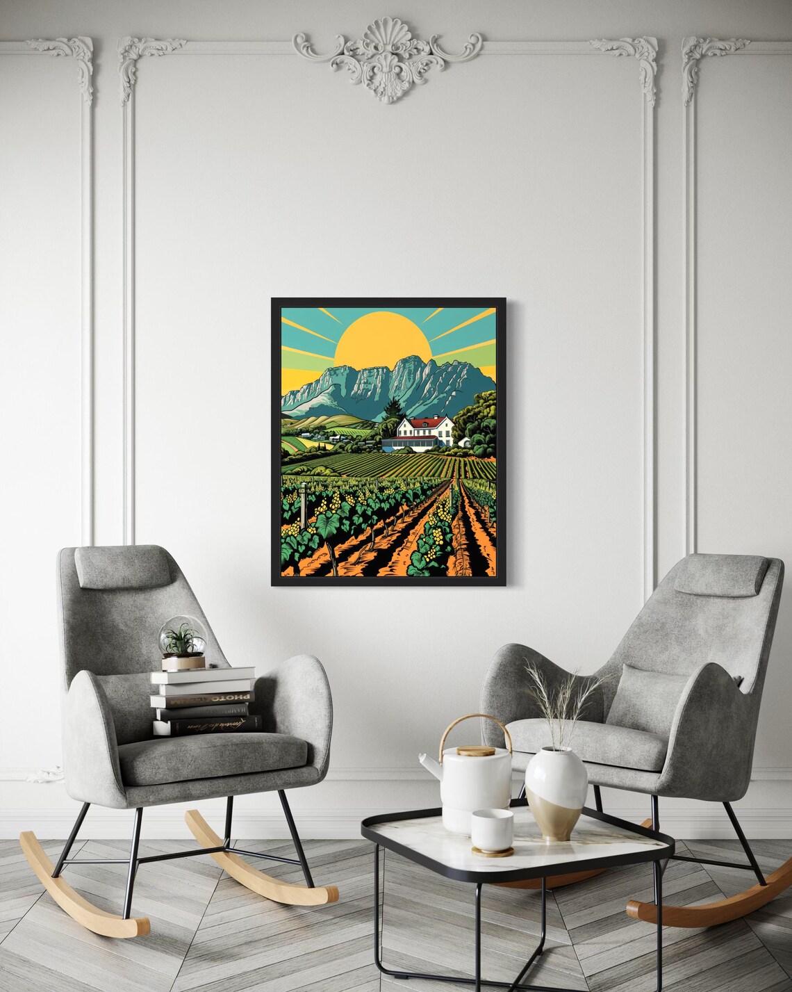 Cape Winelands Vineyard Estate Vintage South Africa Travel Poster - Image 3