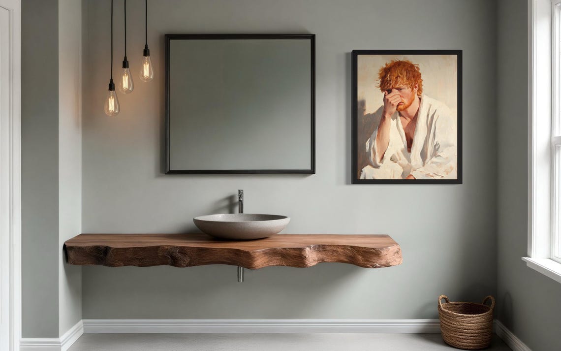 Male Hold Nose Bathroom Wall Art Print - Image 3