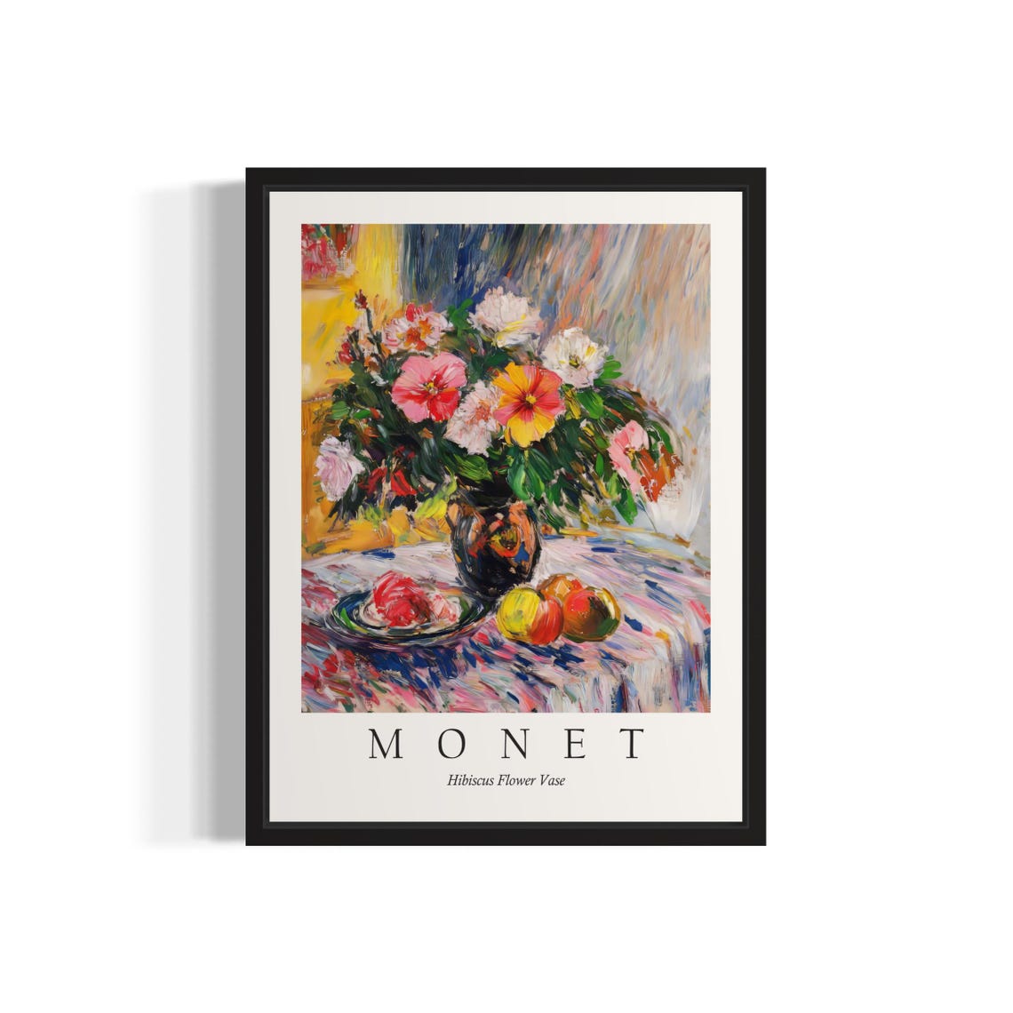 Hibiscus Bouquet with Apples Monet Style Floral Still Life Poster