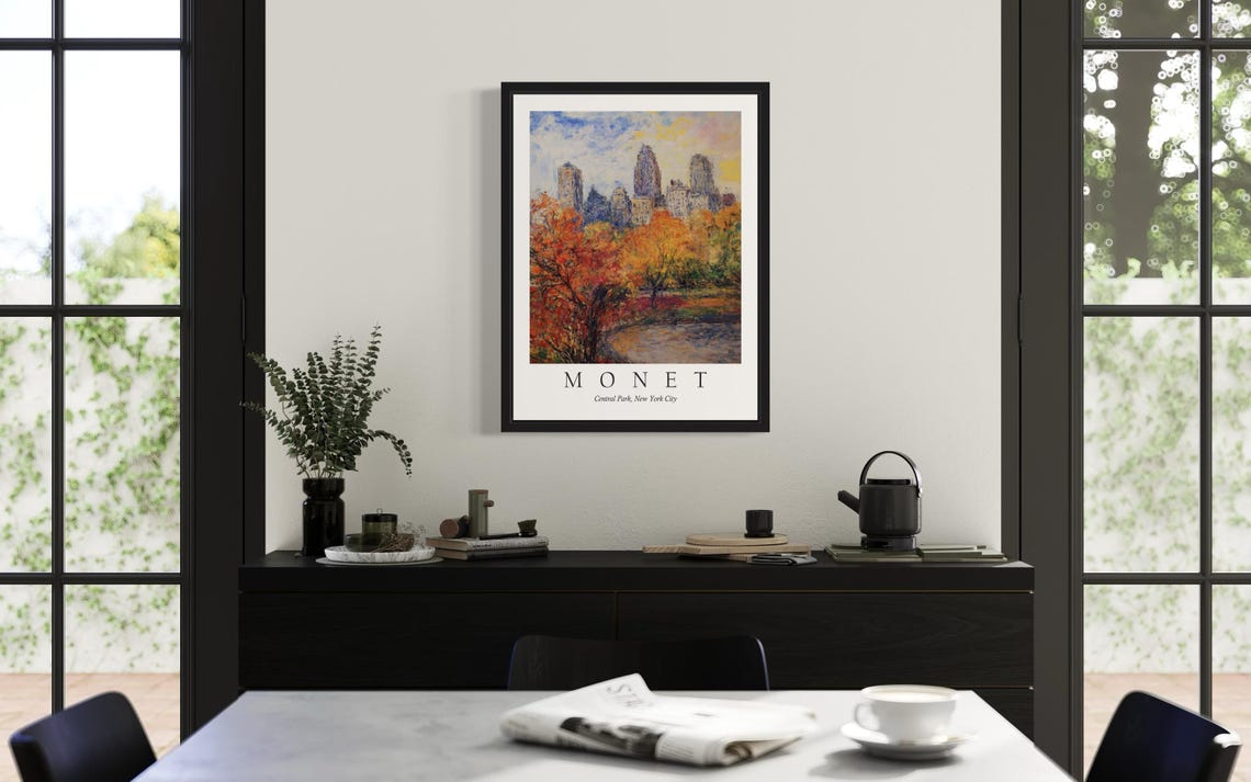 Central Park New York City Autumn Foliage Skyline Monet Poster - Image 4