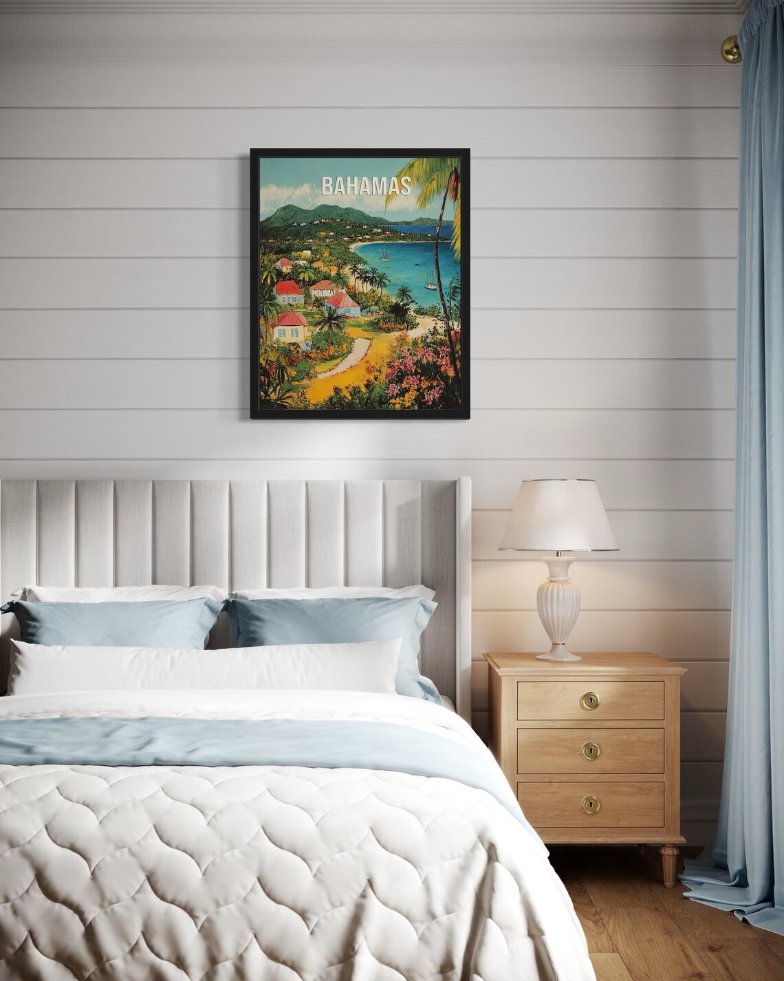 Bahamas Tropical Coast with Turquoise Bay Sailing Boats Travel Poster - Image 2