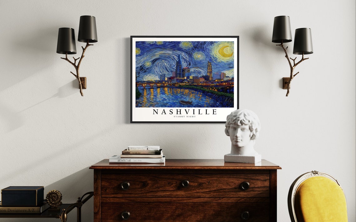 Nashville Skyline Starry Night Van Gogh Style Fine Art Decor Poster - Image 4