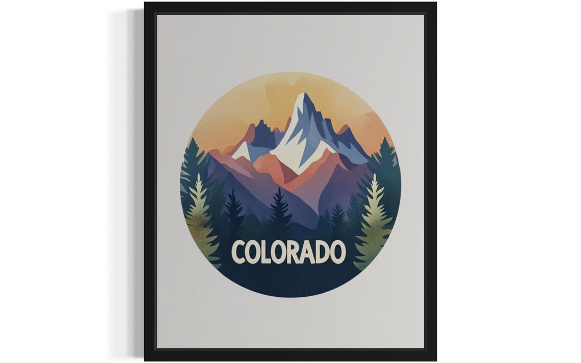 Colorado Snowy Mountain Peak Sunset Pine Forest Vista Poster