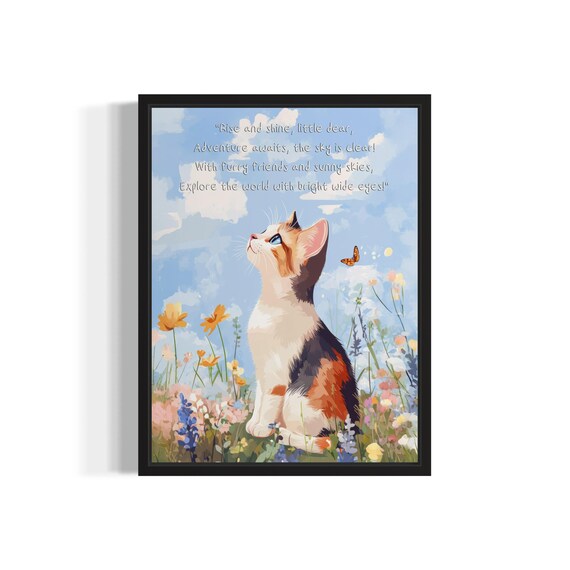 Calico Kitten Nursery Poem Rise and Shine Kids Room Art Print