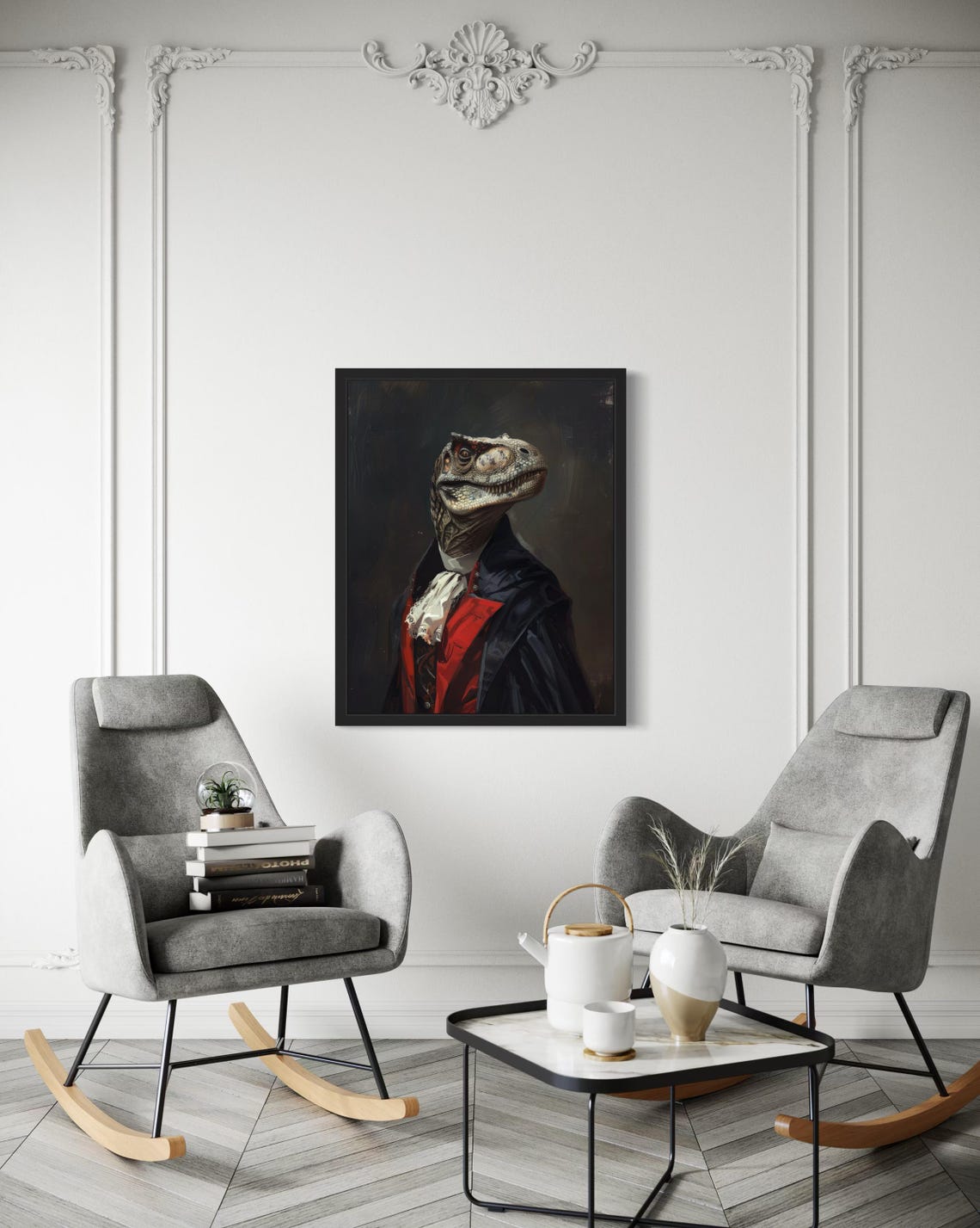 T-Rex Vampire Gothic Portrait Poster with Cape and Red Waistcoat - Image 3
