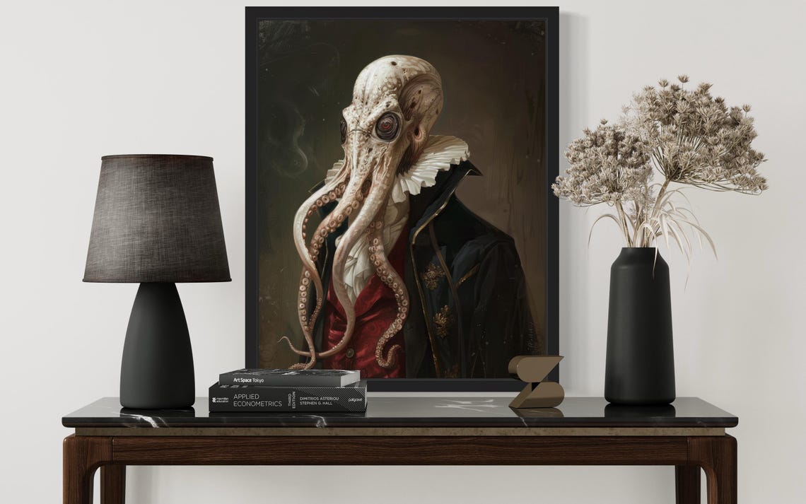 Tentacled Octopus Vampire Aristocrat Gothic Portrait Wall Poster - Image 2