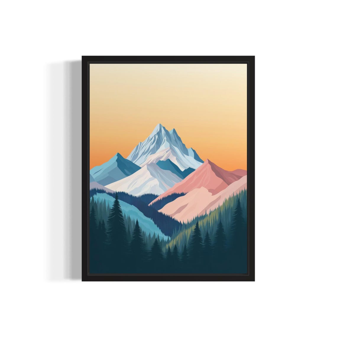 Shasta Trinity Alps Snowy Sunrise Peaks Boho Mountain Art Poster