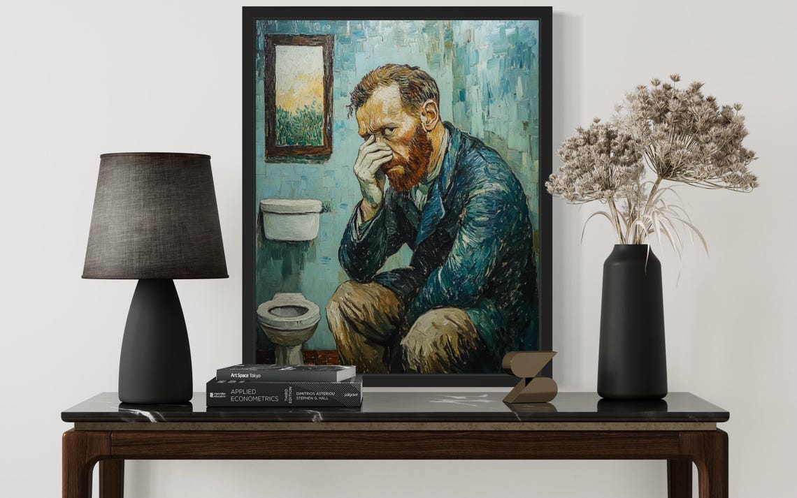 Van Gogh Hold Nose Art Print Bathroom Wall Art Poster Original Paint Artwork Artwork Decor - Image 2