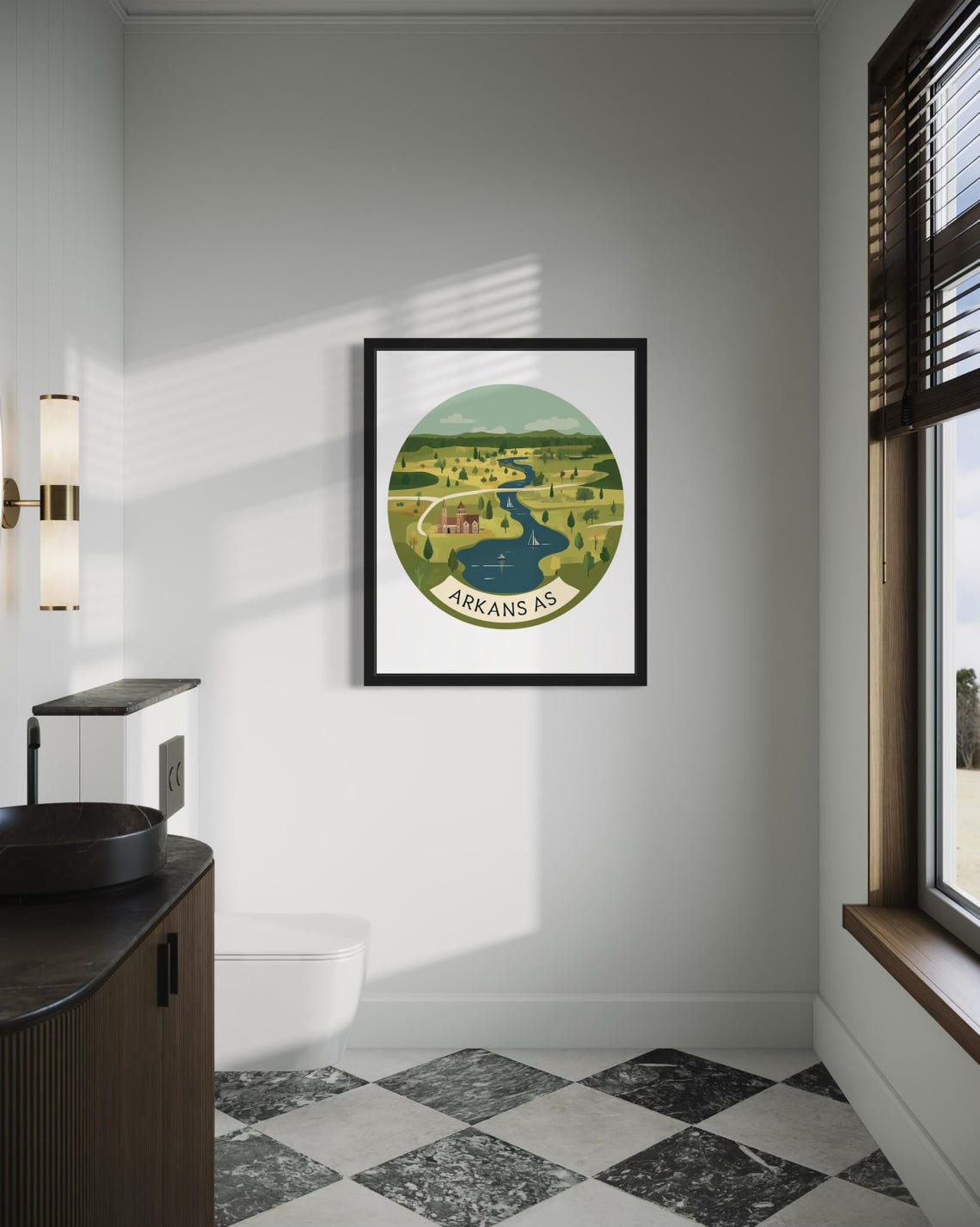 Arkansas Winding River Valley Red Church Sailing Scene Poster - Image 4