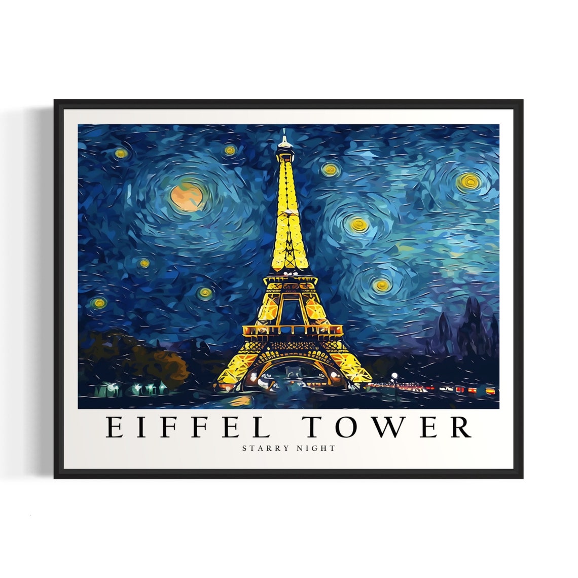 Eiffel Tower Starry Night Art Print Van Gogh Eiffel Tower Poster Wall Art Original Eiffel Tower Painting Decor