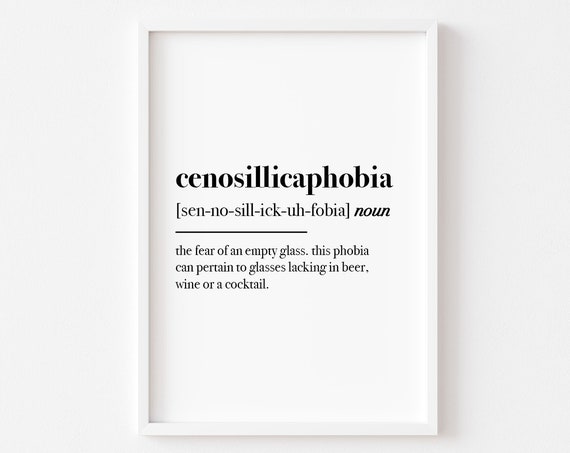 Cenosillicaphobia Definition Kitchen Art Print Decor