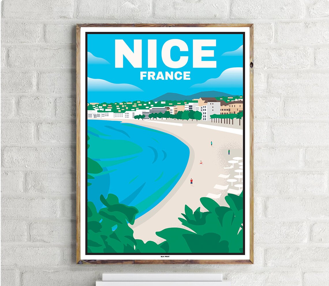 Promenade Des Anglais Nizza Vintage Travel Poster