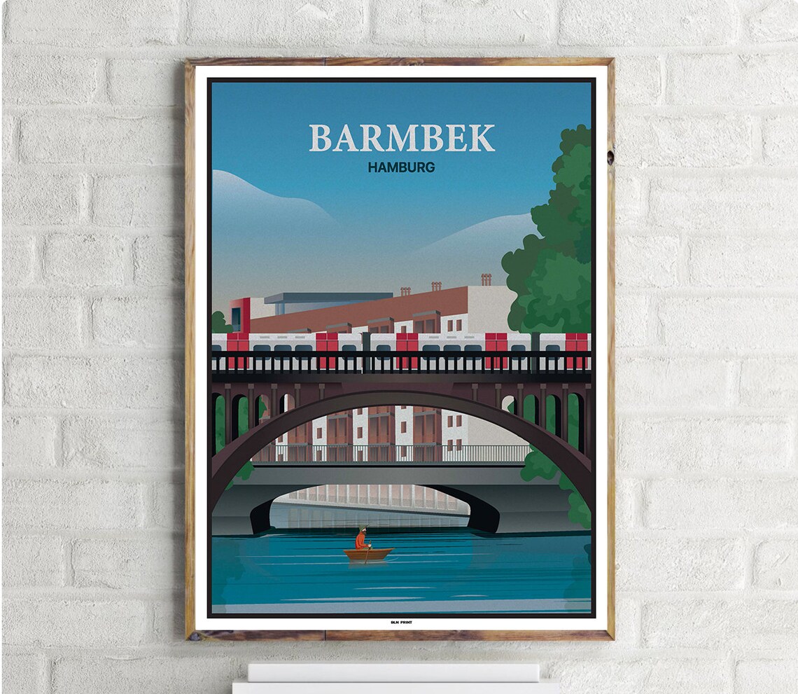 Hamburg Barmbek Vintage Travel Poster