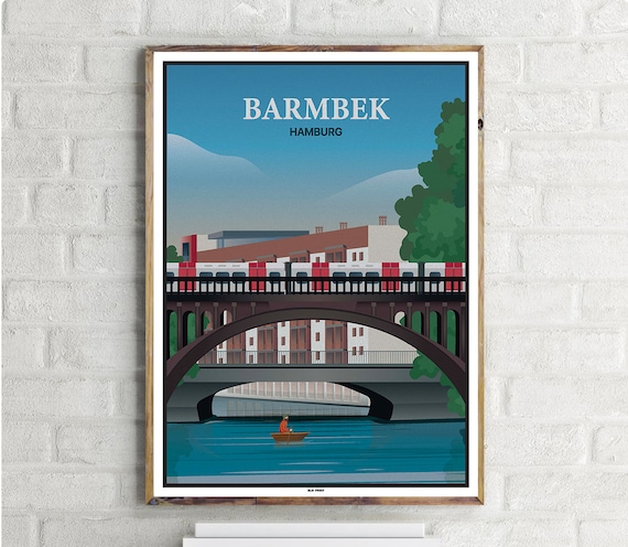 Hamburg Barmbek Vintage Travel Poster