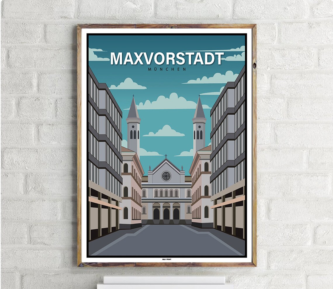 Munich Maxvorstadt Vintage Travel Poster