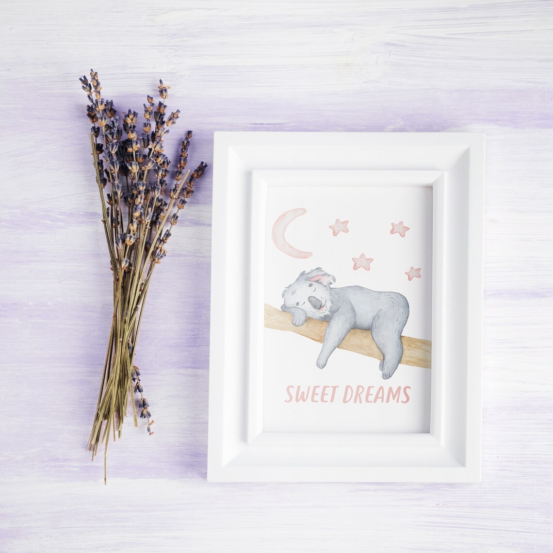 Sweet Dreams Watercolor Koala Baby Nursery Sleeping Decor Poster - Image 5