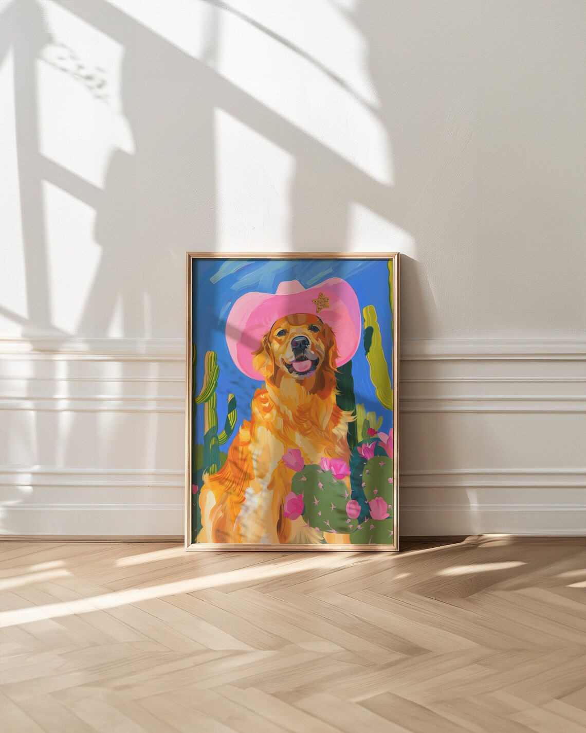 Cowgirl Dog Art Print, Western Preppy Decor