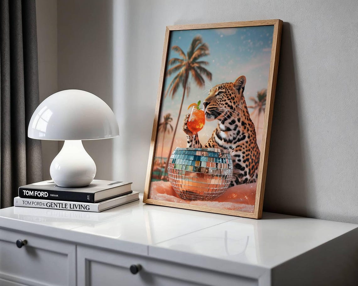 Leopard Cheetah Trendy Retro Art Print - Image 2