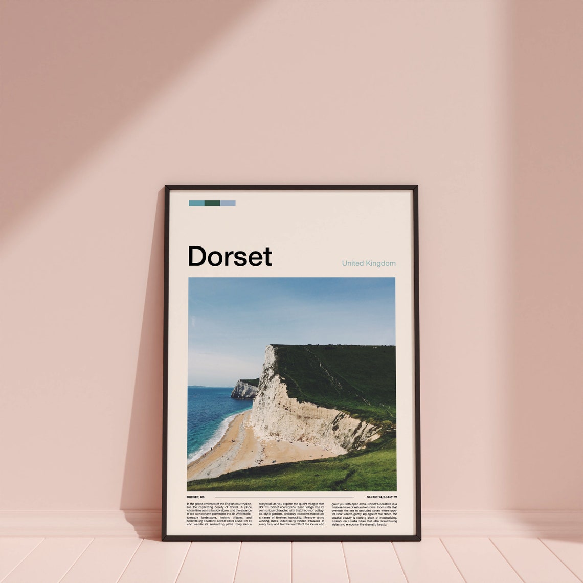 Dorset England Grassy Chalk Headland Towering Sea Cliff View Poster - Image 4