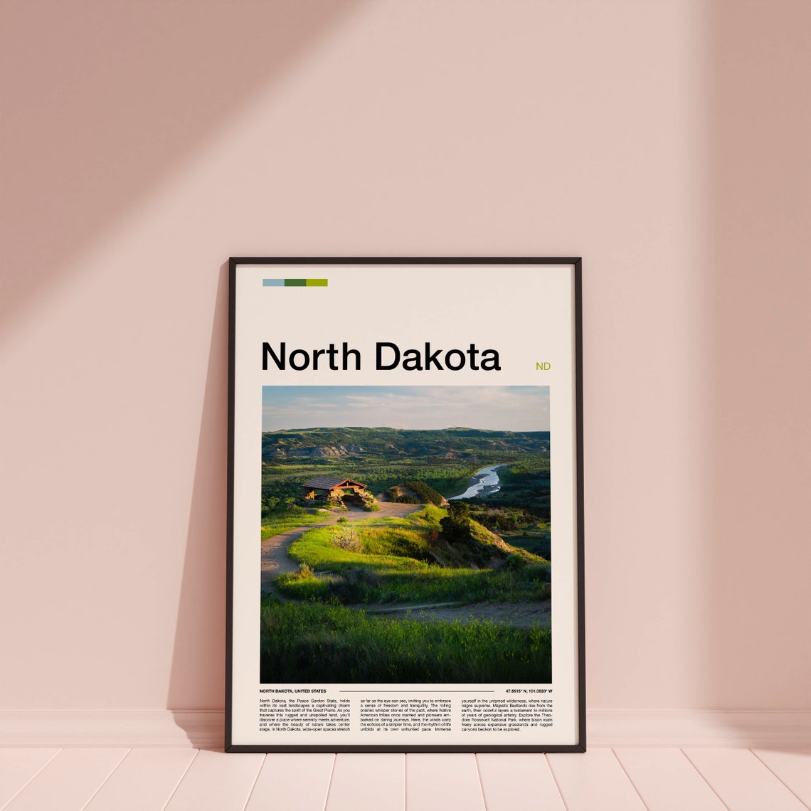 North Dakota Badlands River Overlook Rustic Cabin View Poster - Image 4