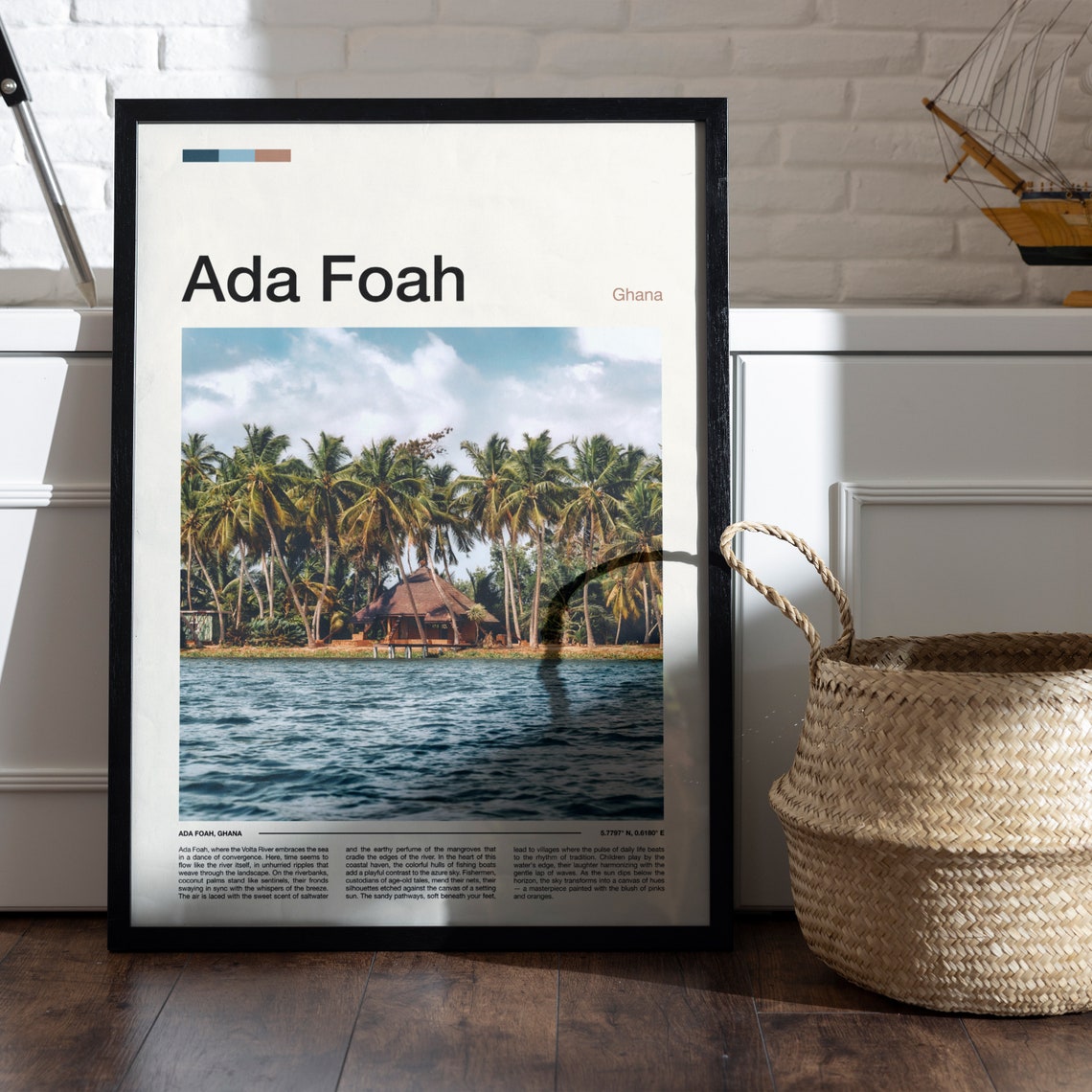 Ada Foah Ghana Palm Trees Beach Hut Tropical Shore Photo Poster - Image 5