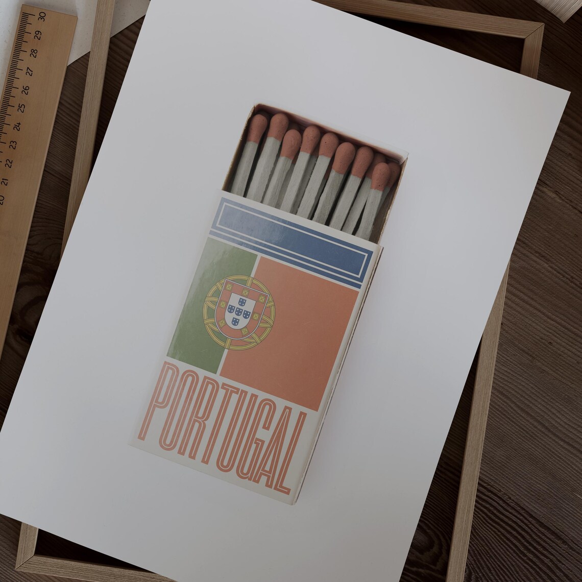 Portugal Matchbox Coat Of Arms Flag Vintage Travel Art Poster - Image 2