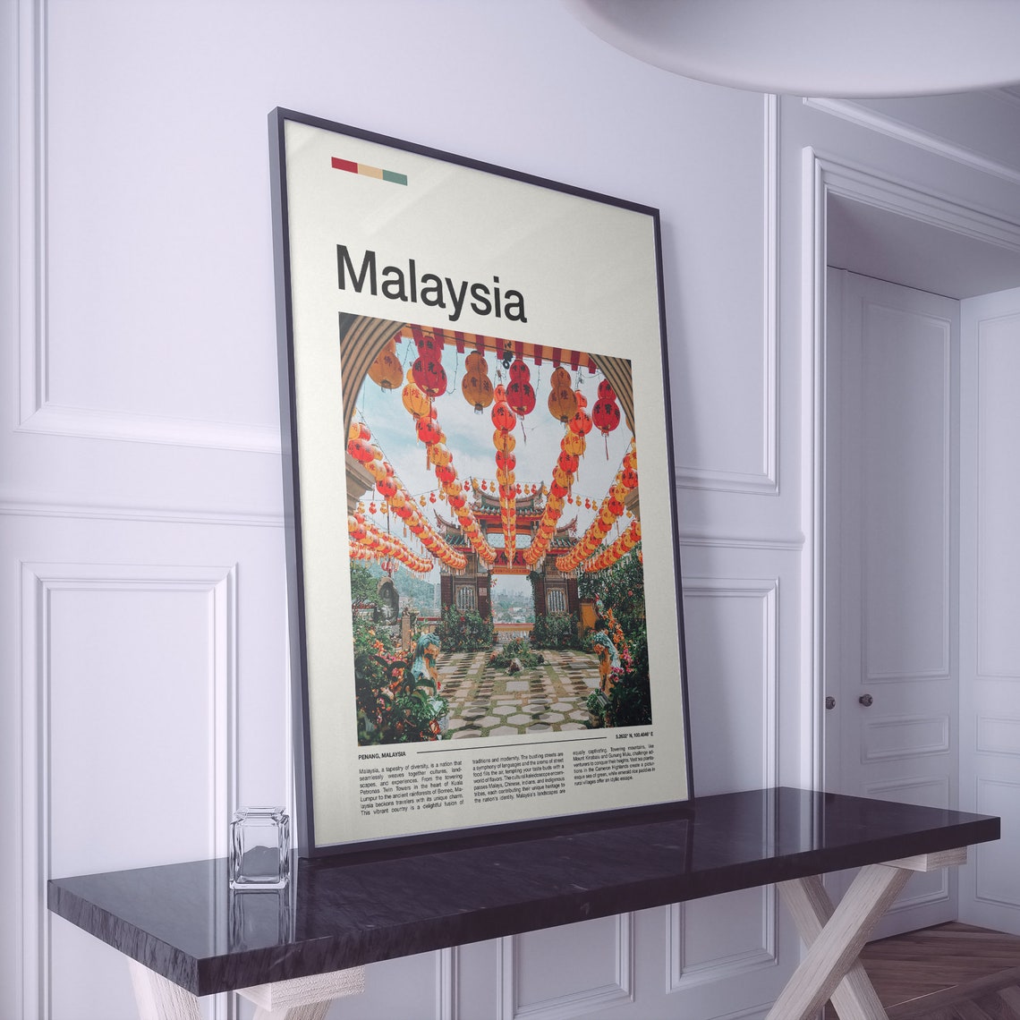 Malaysia Penang Temple Courtyard Lantern Festival Lights Poster - Image 2