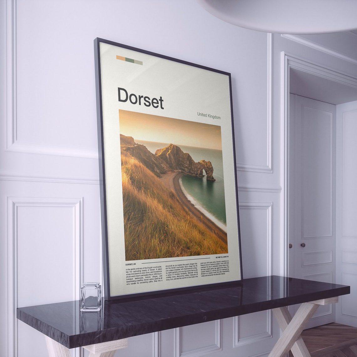 Dorset Durdle Door Golden Sunset Light Rocky Cliff Coastline Poster - Image 2