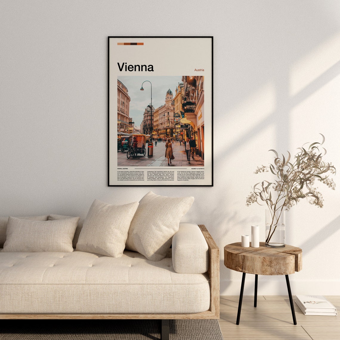 Vienna Austria Historic Street Scene Bustling Old Town Travel Poster - Image 3