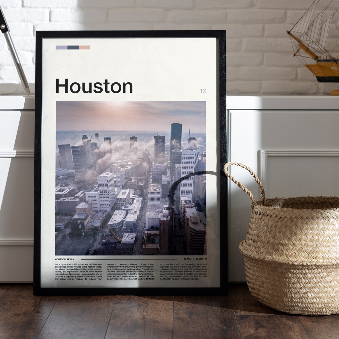 Houston Texas Foggy Downtown Aerial Photo Poster City Skyline - Image 5