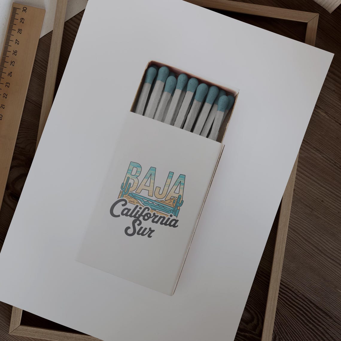 Baja California Sur Matchbox Beach Cactus Vintage Travel Art Poster - Image 2