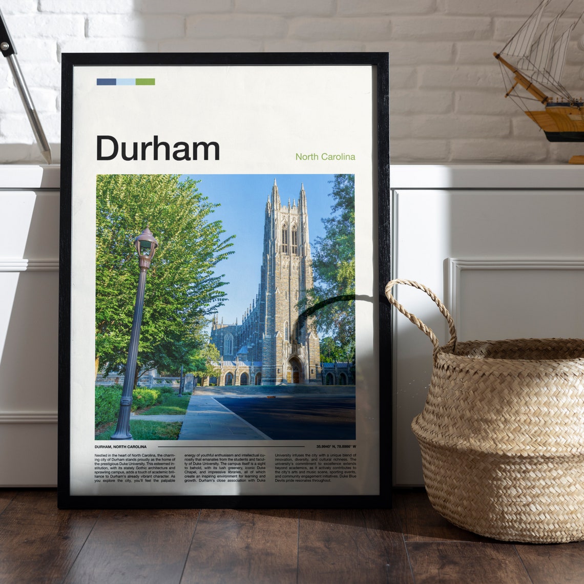 Durham North Carolina Duke Chapel Gothic Architecture Travel Poster - Image 4