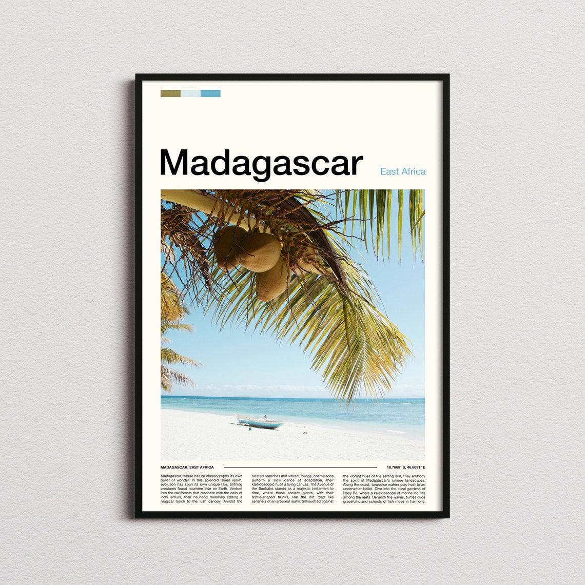 Madagascar Coconut Palms Tropical Beach Boat Photography Poster