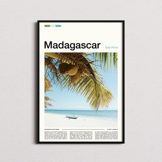 Madagascar Coconut Palms Tropical Beach Boat Photography Poster