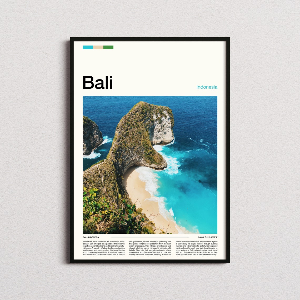 Bali Indonesia Kelingking Cliff T-Rex Cove Aerial Beach Poster