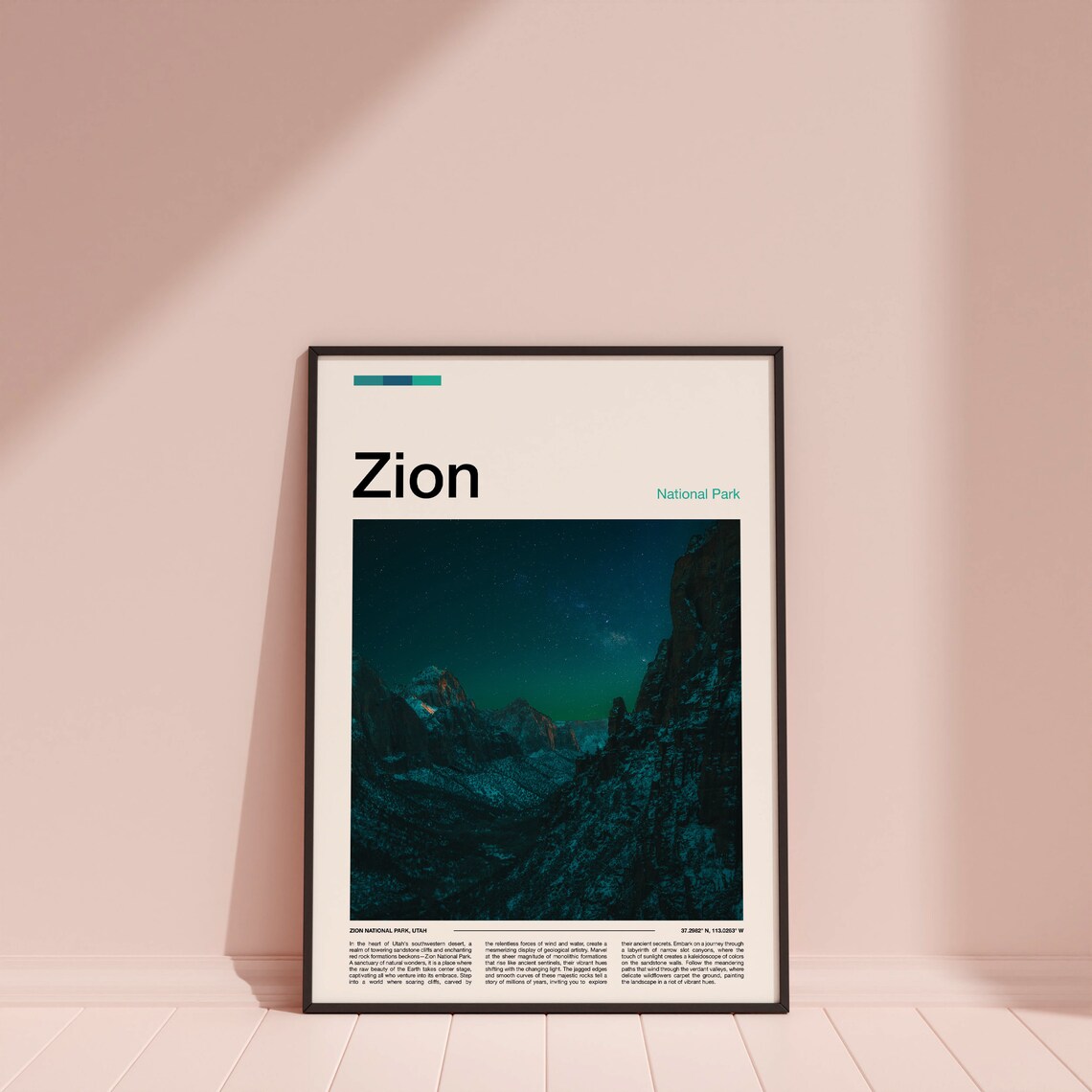 Zion National Park Print Zion National Park Poster Zion Wall Art Zion Art Print Zion Photo - Image 4