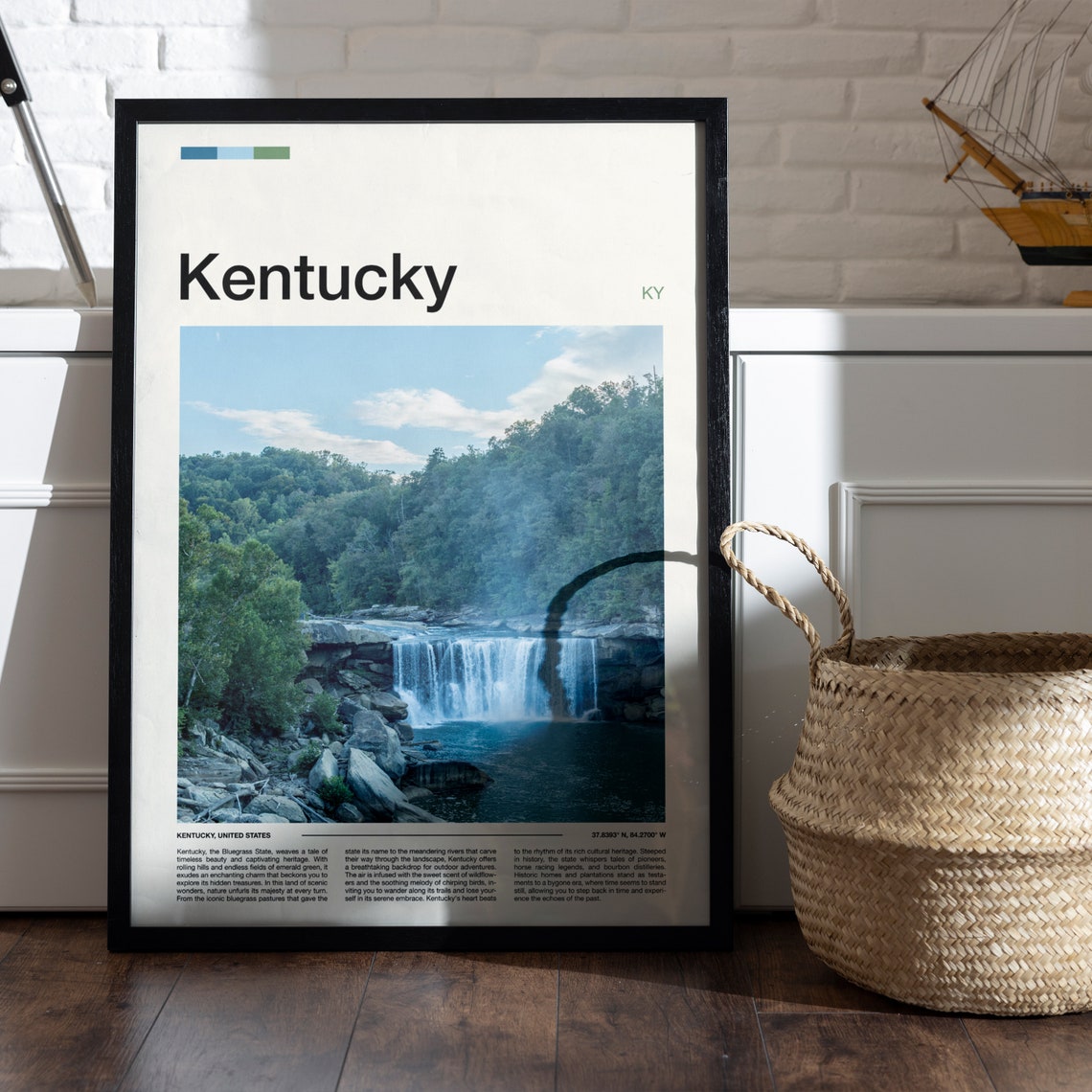 Kentucky Forest Waterfall Cascading Stream Nature Photography Poster - Image 5