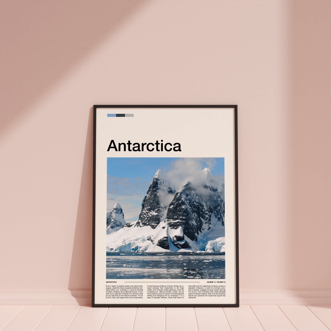 Antarctica Snowy Mountain Peaks Icy Water Minimalist Photo Poster - Image 4