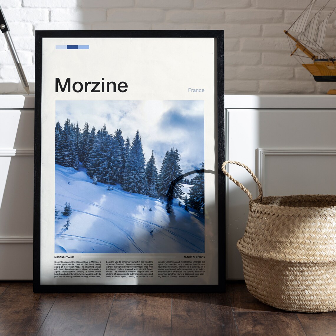 Morzine France Groomed Snowy Ski Slope Tall Frosted Fir Poster - Image 5