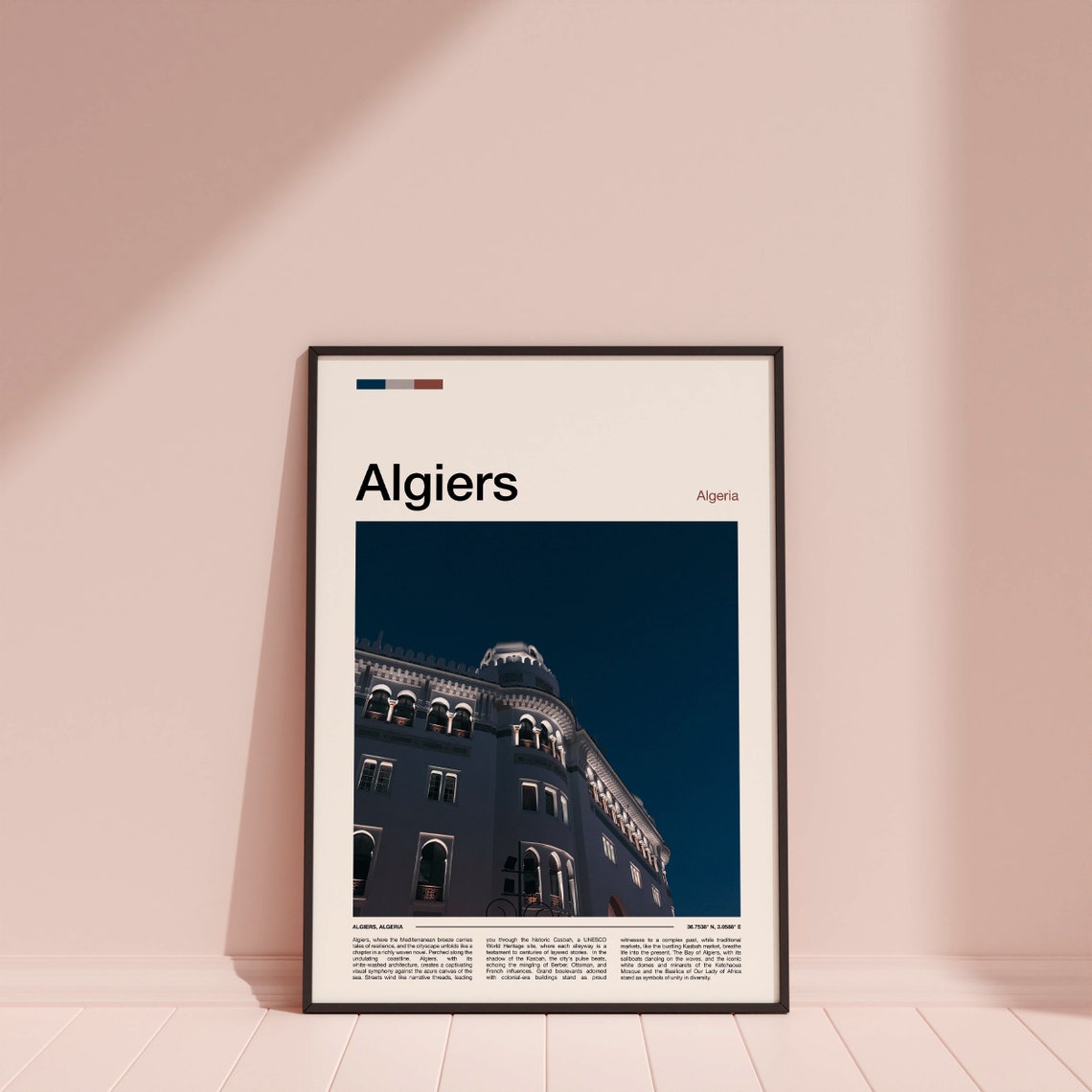 Algiers Algeria Historic Building Night Illuminated Photography Poster - Image 4