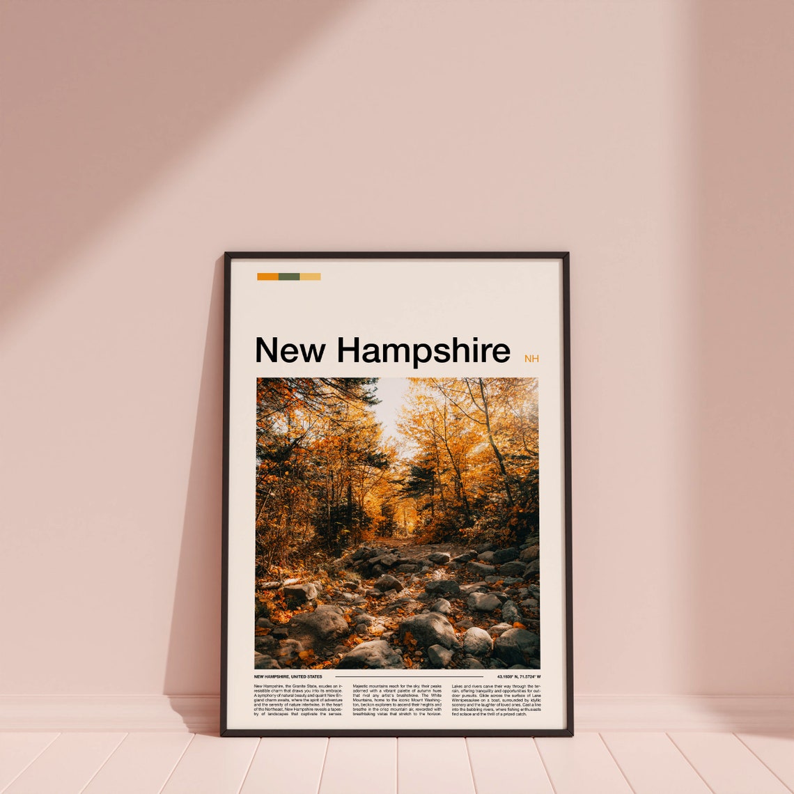 New Hampshire Print New Hampshire Poster New Hampshire Wall Art New Hampshire Art Print New Hampshire Photo - Image 3