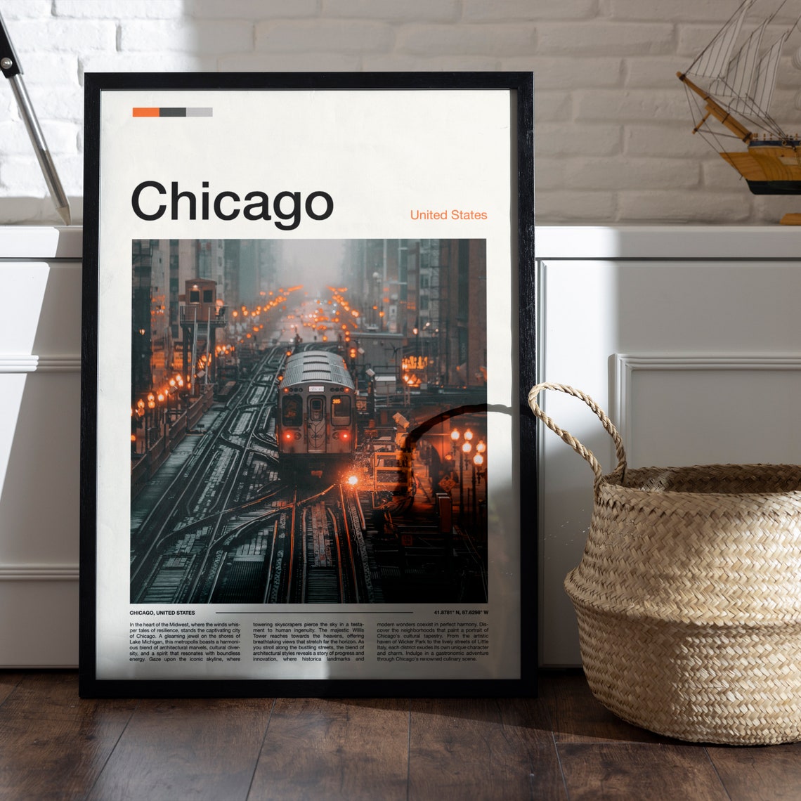 Chicago United States Elevated Train City Night Downtown Lights Poster - Image 4