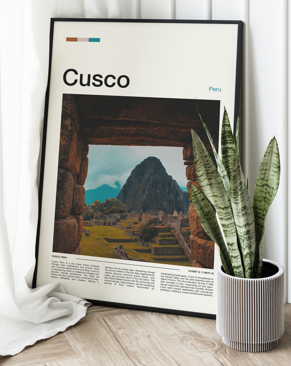 Cusco Peru Machu Picchu Incan Stone Doorway Mountain View Poster - Image 2