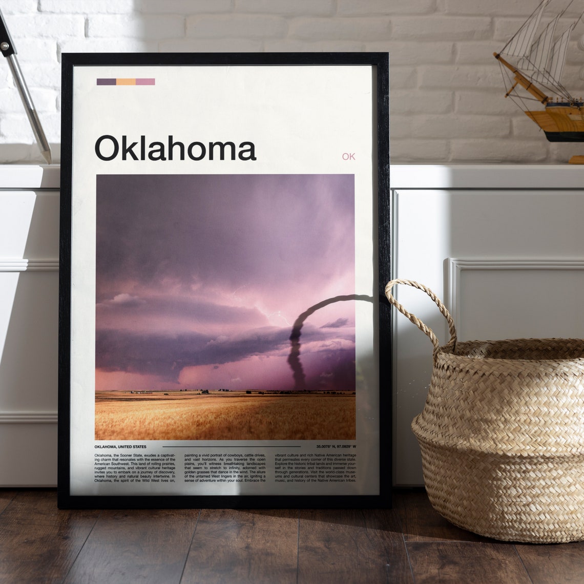 Oklahoma Purple Storm Cloud Sky Golden Wheat Field Farm Art Poster - Image 5