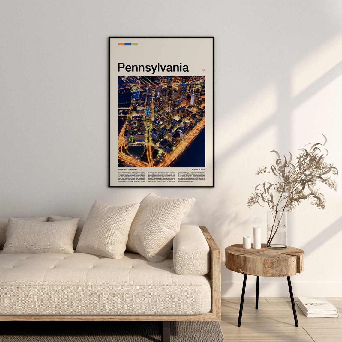 Pennsylvania Pittsburgh Night Aerial City Lights Photography Poster - Image 3