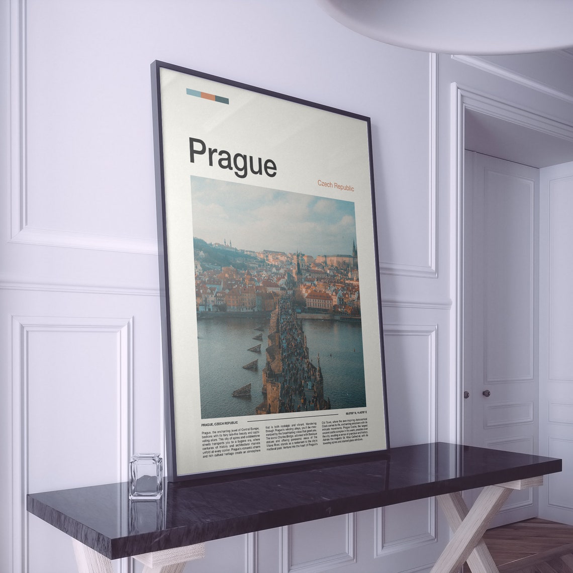 Prague Czech Republic Charles Bridge Crowded Old Town River Poster - Image 2