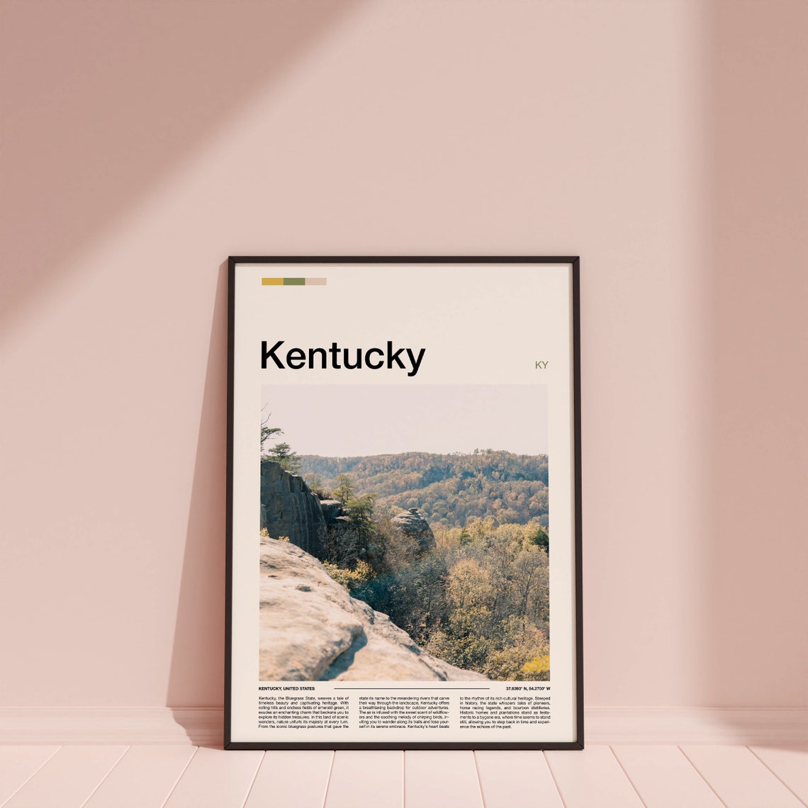 Kentucky Bluegrass State Forest Canyon Overlook Scenic View Poster - Image 3