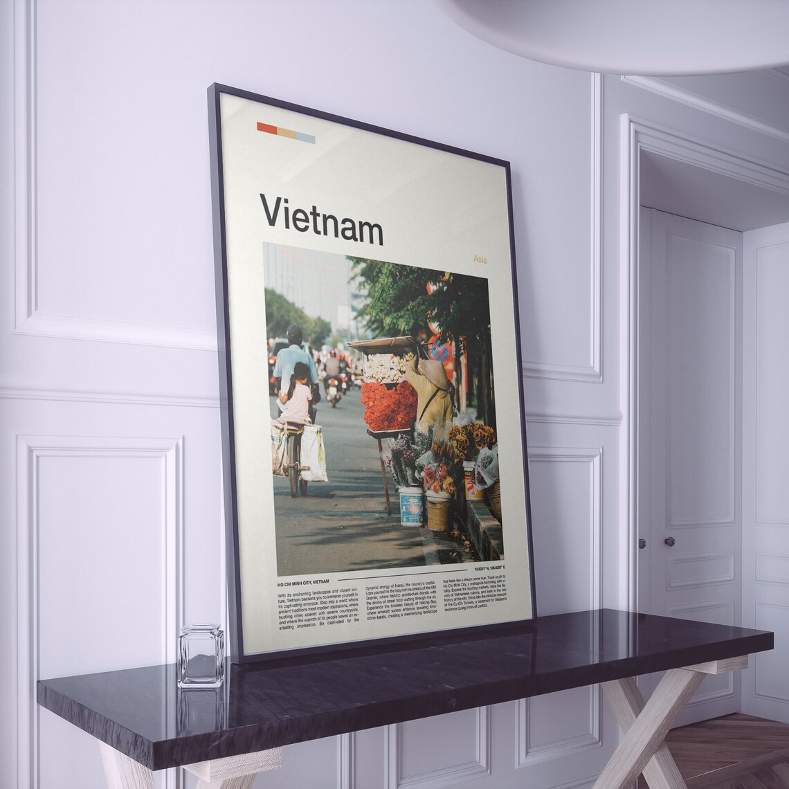 Vietnam Ho Chi Minh City Street Flower Vendor Vibrant Scene Poster - Image 2