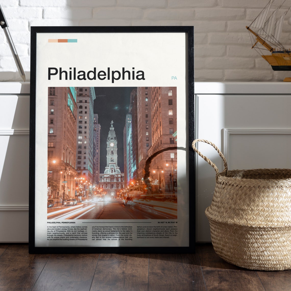 Philadelphia Pennsylvania City Hall Tower Night Street View Poster - Image 5