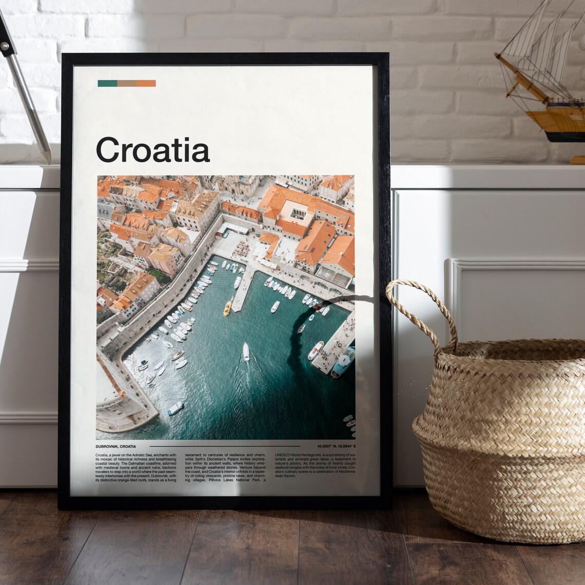 Croatia Dubrovnik Harbor Boats Aerial Minimalist Photo Poster - Image 5